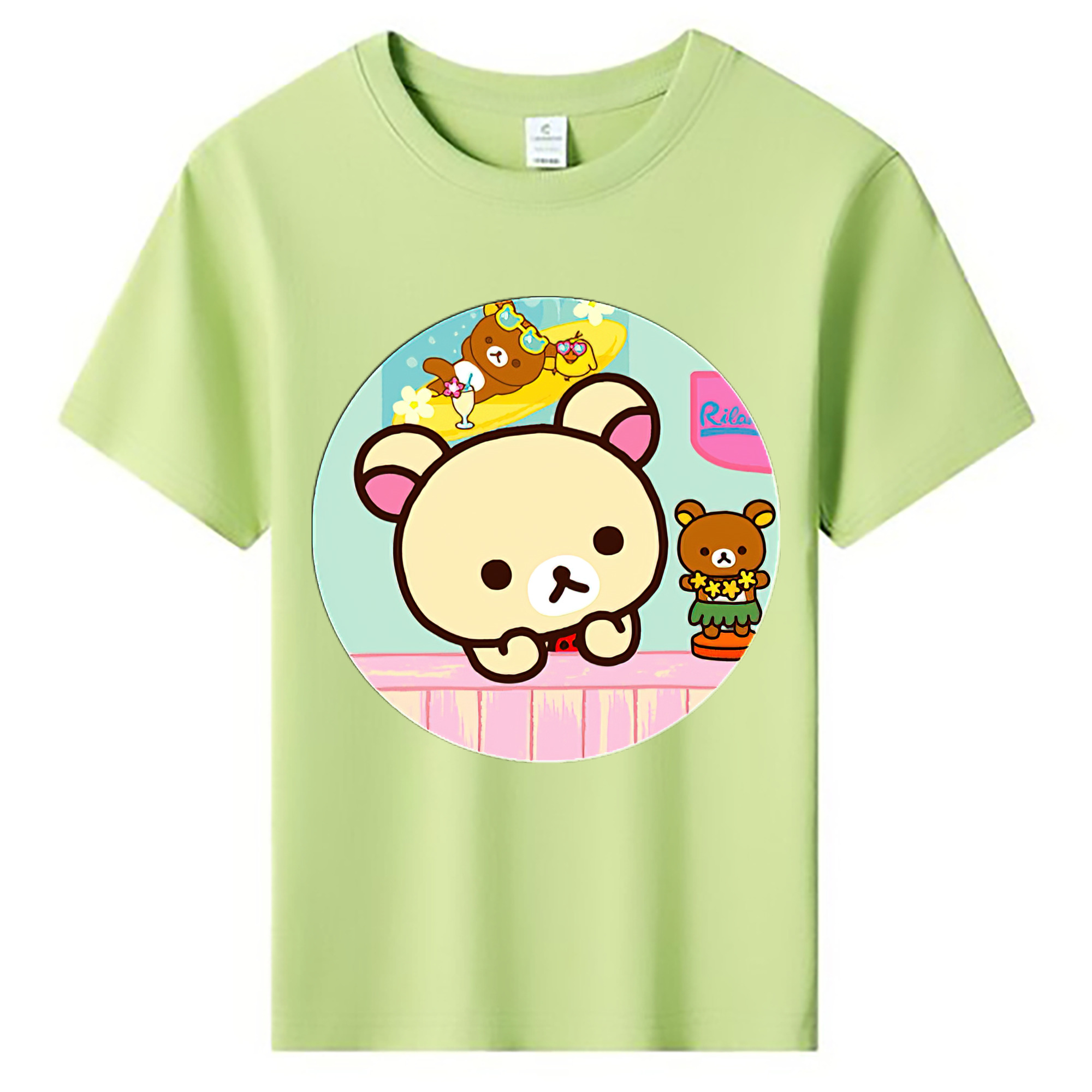 （画像用） リラックマ リラックマ キイロイトリ Rilakkuma Korilakkuma Kiiroitori 綿100％キッズTシャツ（フロントプリント）